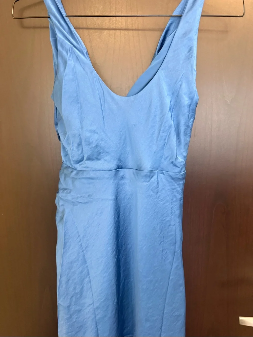 NWT Abercrombie & Fitch Blue Cowl Neck Maxi Dress with High Slit Size XS Petite